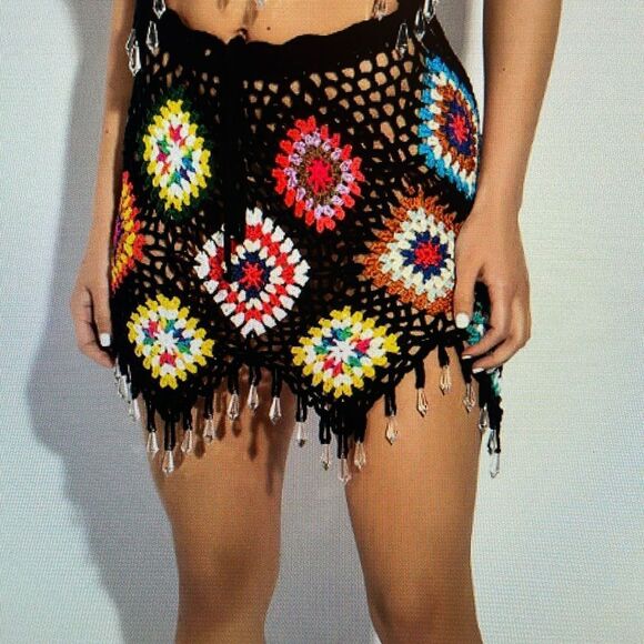 New! AKIRA PACK YOUR BAGS RHINESTONE TRIM CROCHET SKIRT SIZE SMALL - Picture 1 of 13